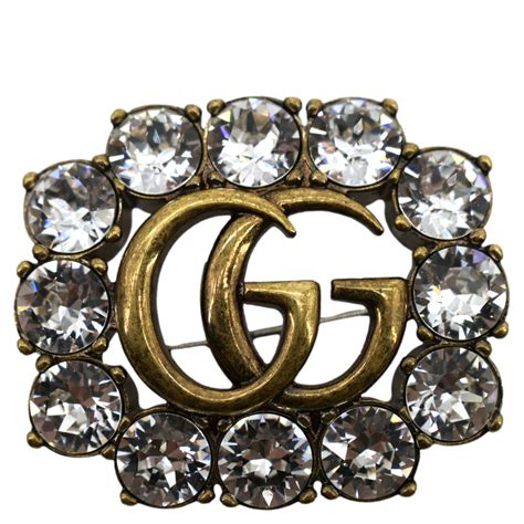 gucci metal double g brooch with crystals|Metal Double G brooch with crystals .